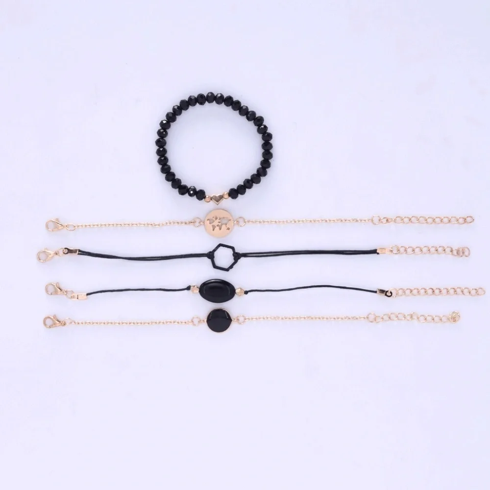 *BAILEE* 5-Pc Gold x Black Fashion Bracelet Set